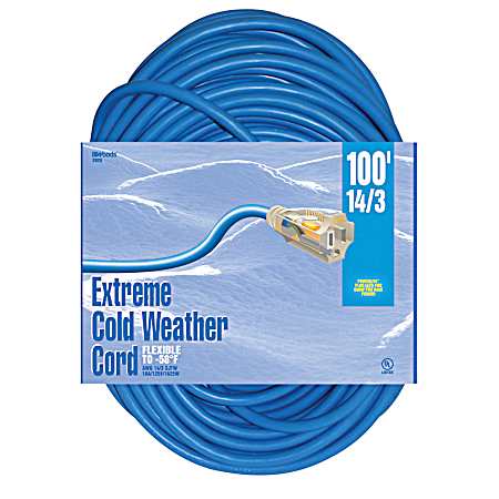 Cold Flex 14/3 SJTW Extreme Cold Weather Blue Outdoor Lighted Extension Cord