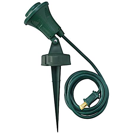 Green 18/2 ga SJTW Outdoor Flood Light Holder w/ Stake