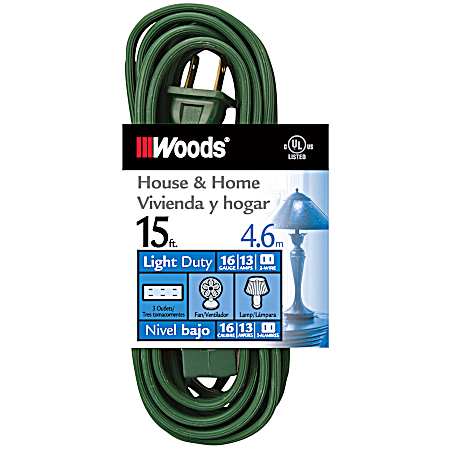 15 ft Green 16/2 SPT-2 Light-Duty Extension Cord