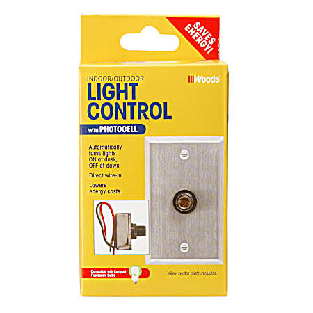Indoor/Outdoor Hardwire Photocell w/ Wall Plate