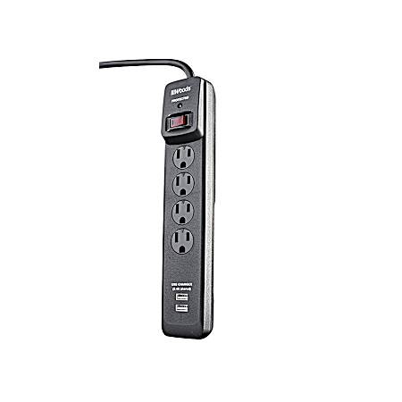 4-Outlet Surge Protector Strip w/USB Charging Port