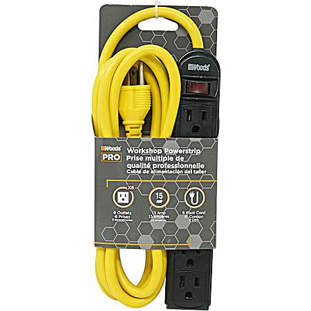 8 ft Yellow Pro Workshop 6 Outlet Power Strip