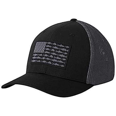 Adult PFG Black Fish Flag Mesh Cap
