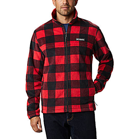 Men's Steens Mountain Red Buffalo Plaid Full Zip Fleece Jacket