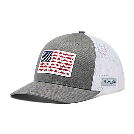 Adult PFG Grey Fish Flag Mesh Ball Cap