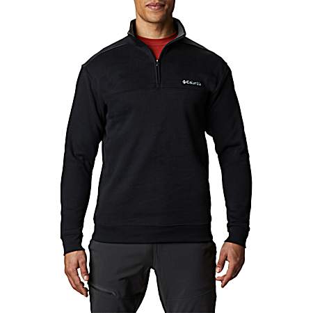 Men's Hart Mountain II Solid Black 1/4 Zip Long Sleeve Fleece Pullover