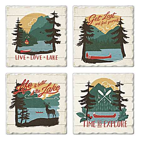 Vintage Lake Coaster Set - 4 pk