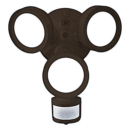 Bronze LED Triple Head Motion-Activated Round Floodlight