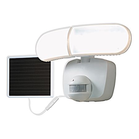 White Solar LED Twin Head Motion-Activated Outdoor Security Floodlight