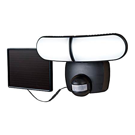 Black Solar LED Twin Head Motion-Activated Outdoor Security Floodlight