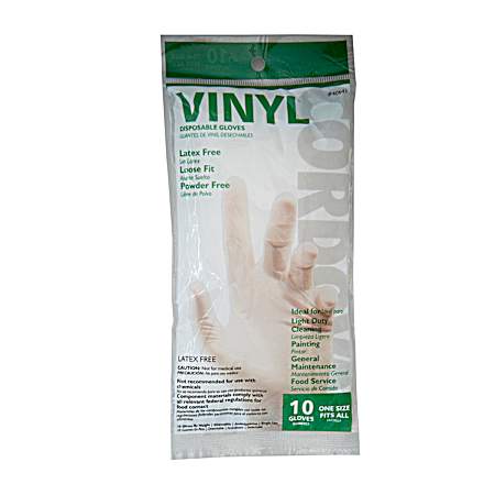 Vinyl Powder-Free Disposable Gloves - 10 Pk