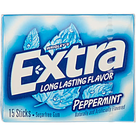 Extra 15 CT Slim Pack Sugar Free Peppermint Chewing Gum