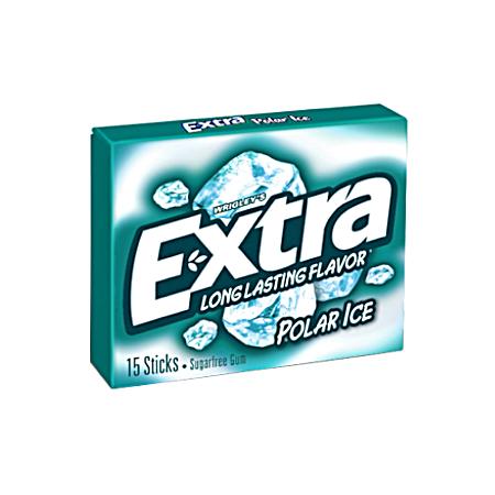 Extra 15 CT Slim Pack Sugar Free Polar Ice Chewing Gum