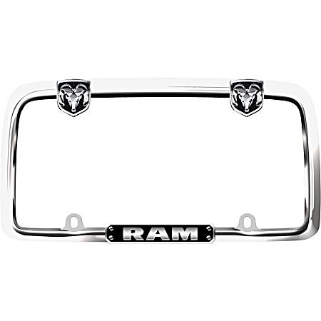 Chrome/Black Ram License Plate Frame