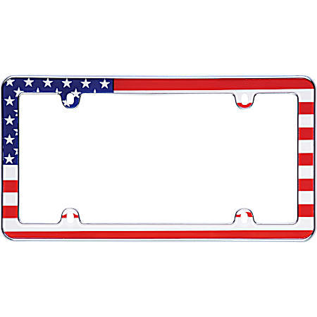Chrome USA Flag License Plate Frame