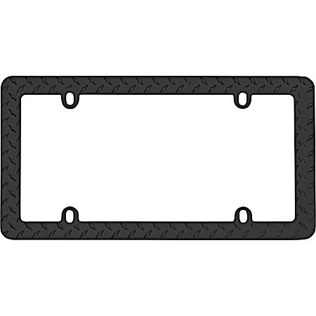Matte Black Diamond Plate License Plate Frame