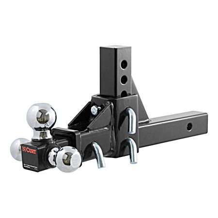 6,000 lb - 10,000 lb Adjustable Black Steel Ball Mount w/ Towing Balls