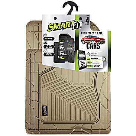 4 pc Tan Rubber Car Floor Mats