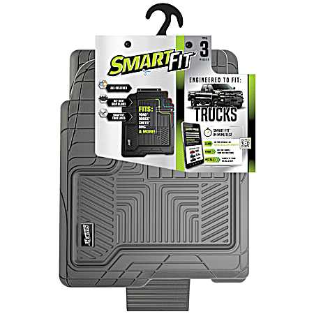 3 pc Grey Rubber Truck Floor Mats