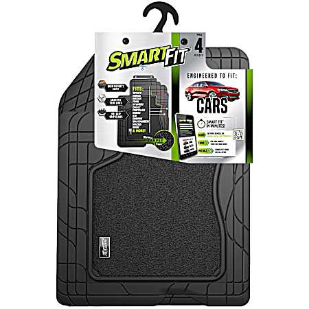 2 pc Black Rubber & Carpet Car Floor Mats