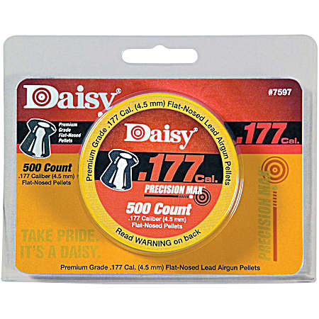 .177 Caliber Air Gun Flat-Nosed Lead Pellets - 500 Ct