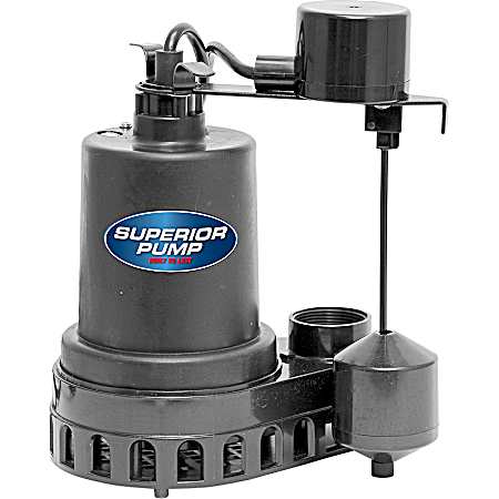 1/2 HP Thermoplastic Submersible Sump Pump w/ Vertical Float
