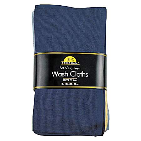 18 Pk. Wash Cloths - Assorted