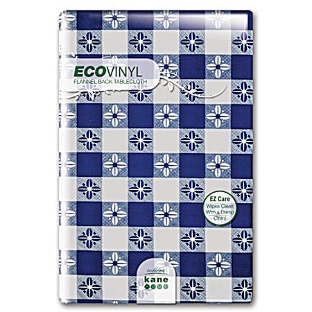 52 in x 70 in Blue Check Ecovinyl Tablecloth