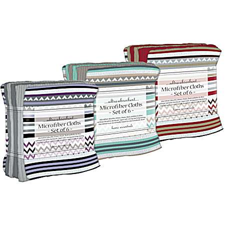 6 Pk. Zigzag Microfiber Cloths - Assorted