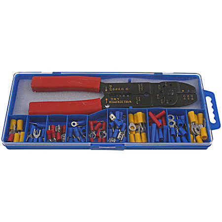 22-10 Gauge 100 Piece Terminal Kit W/ Crimper