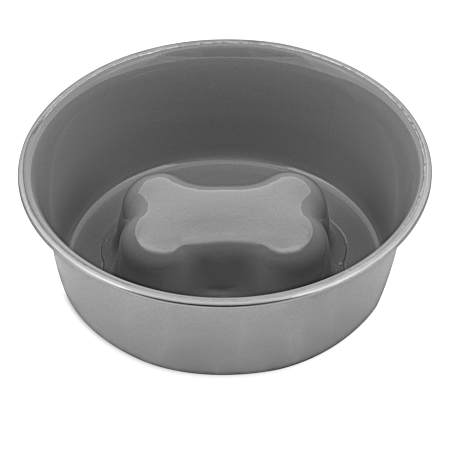 Small Sleet Grey Stainless Steel Slow Feed Dog Bowl