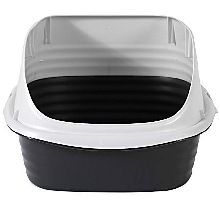 Large Gray & White Rimmed Wave Litter Pan