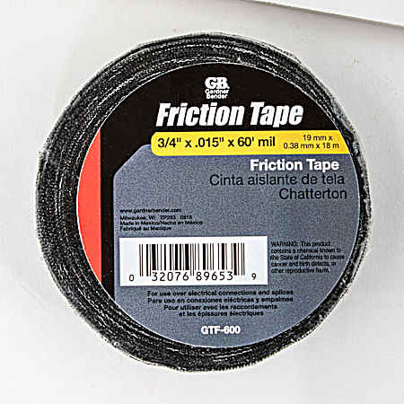 0.75 in x 60 ft Black Friction Tape