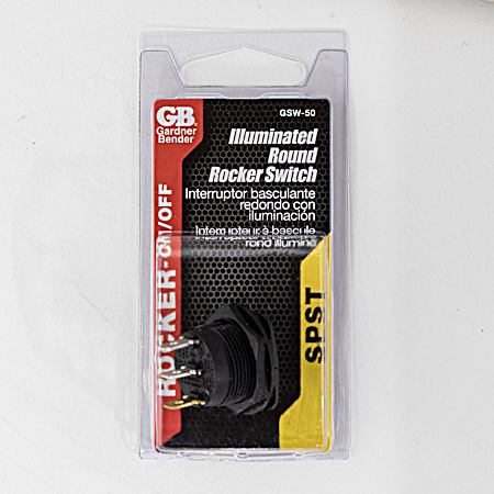 SPST ON-OFF Illuminated Round Hole Square Rocker Switch