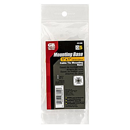 1 in x 1 in Cable Tie Mounting Base - 5 Pk