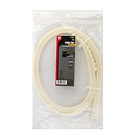 36 in 175 lb Natural Heavy-Duty Cable Ties - 10 Pk