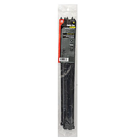 15 in 120 lb Black Heavy-Duty Cable Ties - 10 Pk