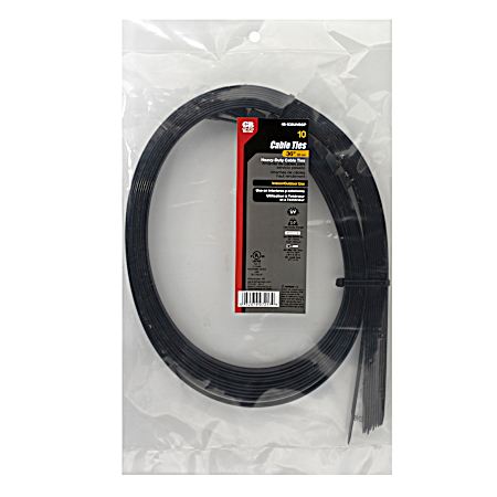36 in 175 lb Black Heavy-Duty Cable Ties - 10 Pk