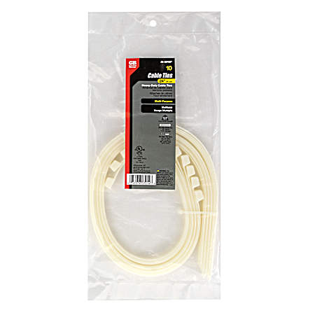 24 in 175 lb Natural Heavy-Duty Cable Ties - 10 Pk