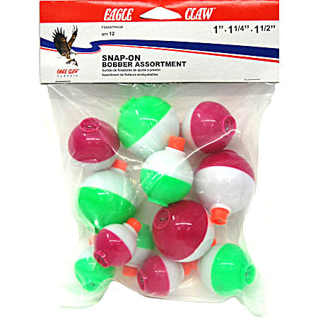 Assorted Size Snap-On Bobbers - 12 Pk.