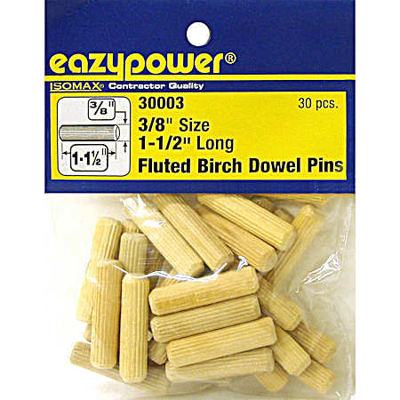Fluted Birch Dowel Pins