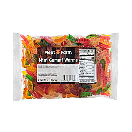 16 oz Mini Gummi Worms Chewy Candy