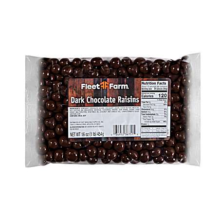 16 oz Dark Chocolate Covered Raisins Candy