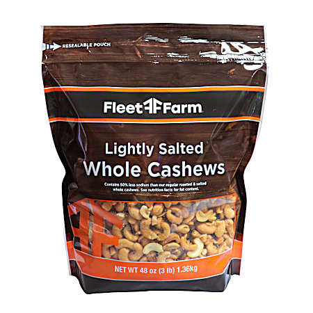 48 oz Lightly Salted Whole Cashews