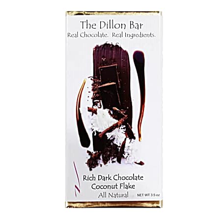 3.5 oz The Dillon Bar Dark Chocolate Coconut Flake Candy Bar