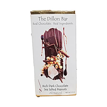 3.5 oz The Dillon Bar Rich Dark Chocolate Sea Salted Peanuts Candy Bar