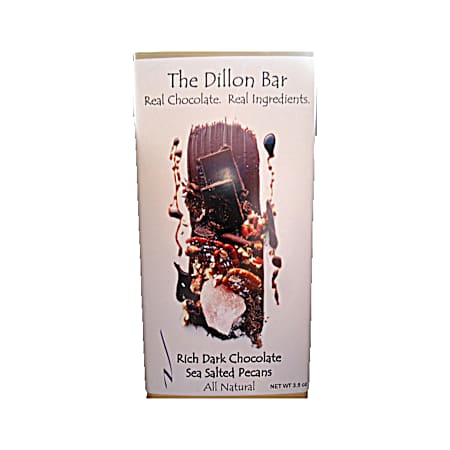 3.5 oz The Dillon Bar Rich Dark Chocolate Sea Salted Pecans Candy Bar