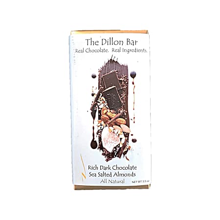 3.5 oz The Dillon Bar Rich Dark Chocolate Sea Salted Almonds Candy Bar