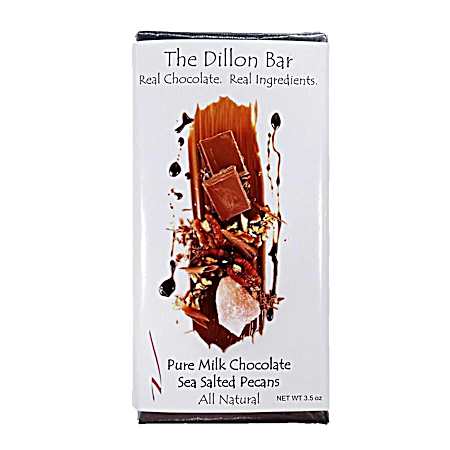 3.5 oz The Dillon Bar Milk Chocolate Sea Salted Pecans Candy Bar