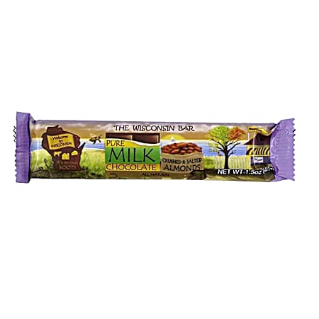 1.5 oz The Wisconsin Bar Milk Chocolate Sea Salt Almond Candy Bar